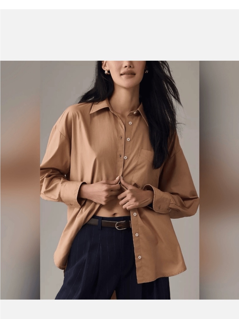 Anthropologie Maeve Light Camel Button-Up Shirt
